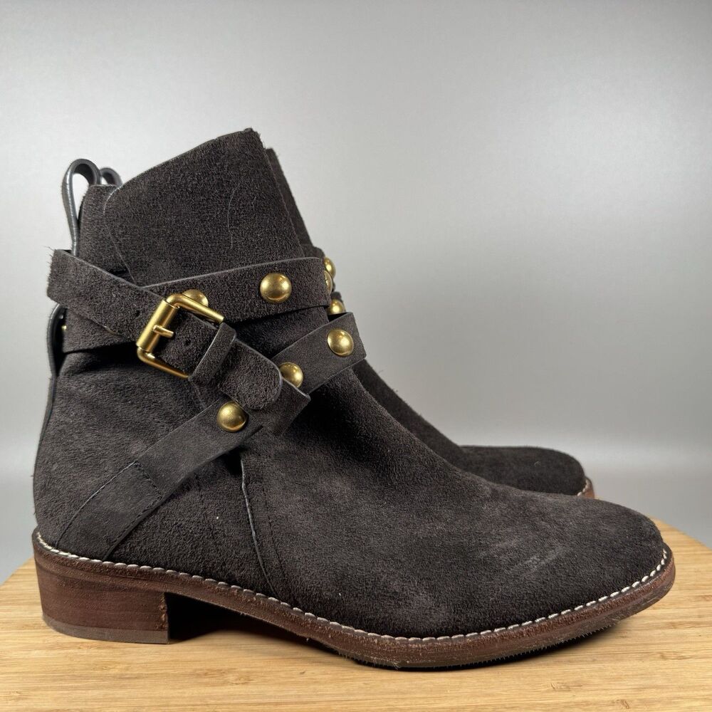 See by Chloe Neo Janis Brown Suede Ankle Boots Sz 37 US 7